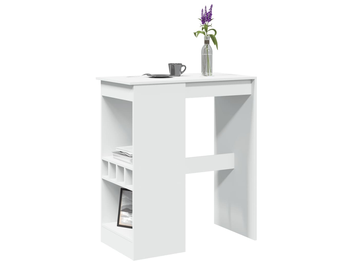 Vidaxl Mesa De Bar Com Prateleiras Derivados De Madeira Branco