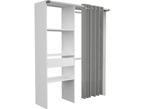 Camarim ARTIC com cortina - Branco - 1 coluna 2 armários 1 gaveta EKIPA
