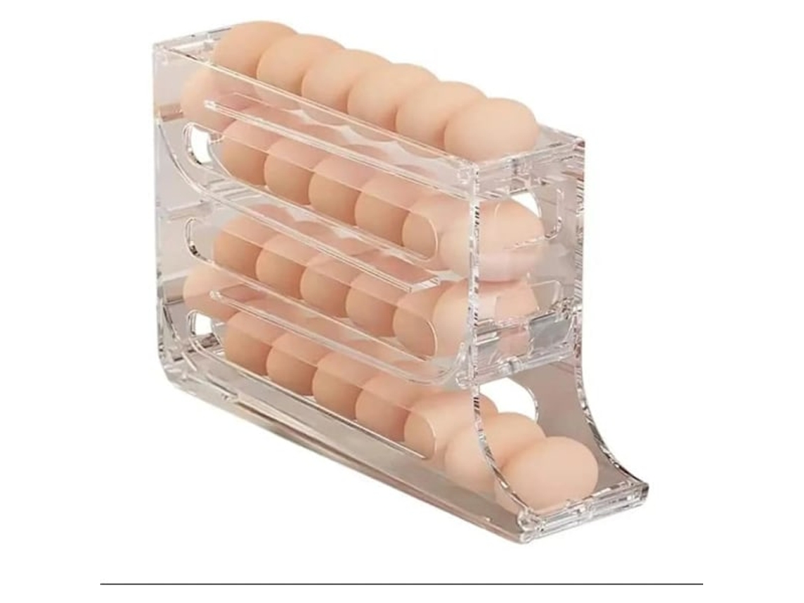 Porta-ovos Para Geladeira Com Capacidade Para 30, Bandeja Deslizante Automática, Transparente
