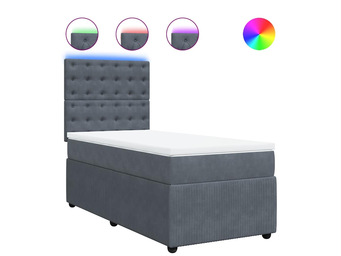 Cama com Molas/colchão 90x190 Cm Veludo Cinza escuro MAISON EXCLUSIVE