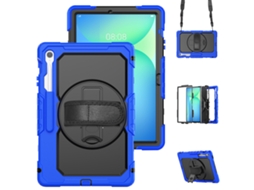 Capa para Samsung Tab S10fe Plus 13.1inch com Alça de Ombro, Suporte para Pc Anti queda Azul Escuro e Preto XIAOMOYU