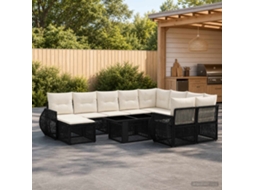 Vidaxl Conjunto De Sofá De Jardim 11 Unid. Preto E Branco Creme