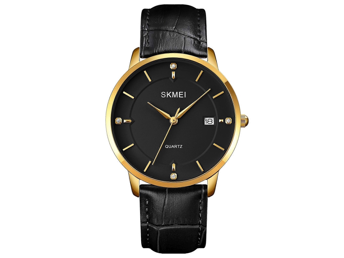 Relógio De Quartzo Casual Masculino Skmei 1801 Com Calendário (dourado E Branco)