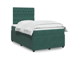 Cama Boxspring Com Colchão 120x200 Cm Veludo Verde-escuro