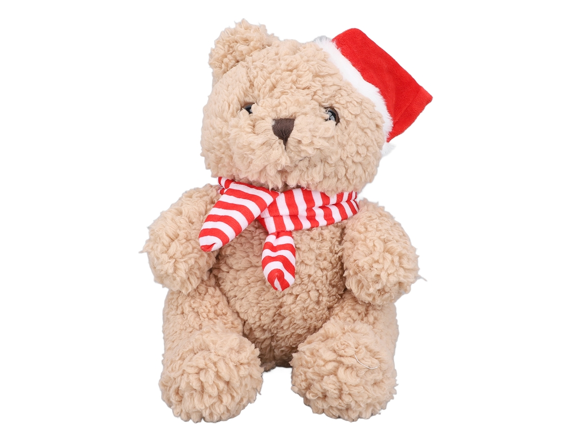 Primerox urso de Pelúcia de Natal com Chapéu e Cachecol Listrado Vermelho 23cm/9.06in