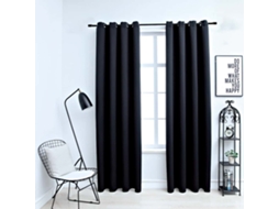 Vidaxl Cortinas Blackout Com Argolas Em Metal 2 Pcs 140x245 Cm Preto