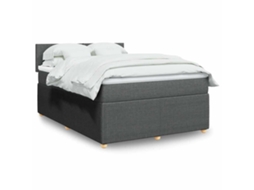 Vidaxl Cama Com Molas/colchão 160x200 Cm Tecido Cinzento-escuro