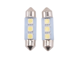 2 X Lâmpadas C5w com 3 Leds Smd 5050 (36mm) Luz Branca Xénon para Matrícula e Teto de Automóveis (tipo Torpedo)