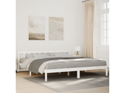 Vidaxl Cama Extra Longa Sem Colchão 200x220 Cm Pinho Maciço Branco
