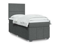 Vidaxl Cama Com Molas/colchão 80x200 Cm Tecido Cinzento-escuro