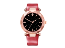 Relógio de Pulso Unissex de Quartzo com Pulseira de Couro Artificial Simples Vermelho