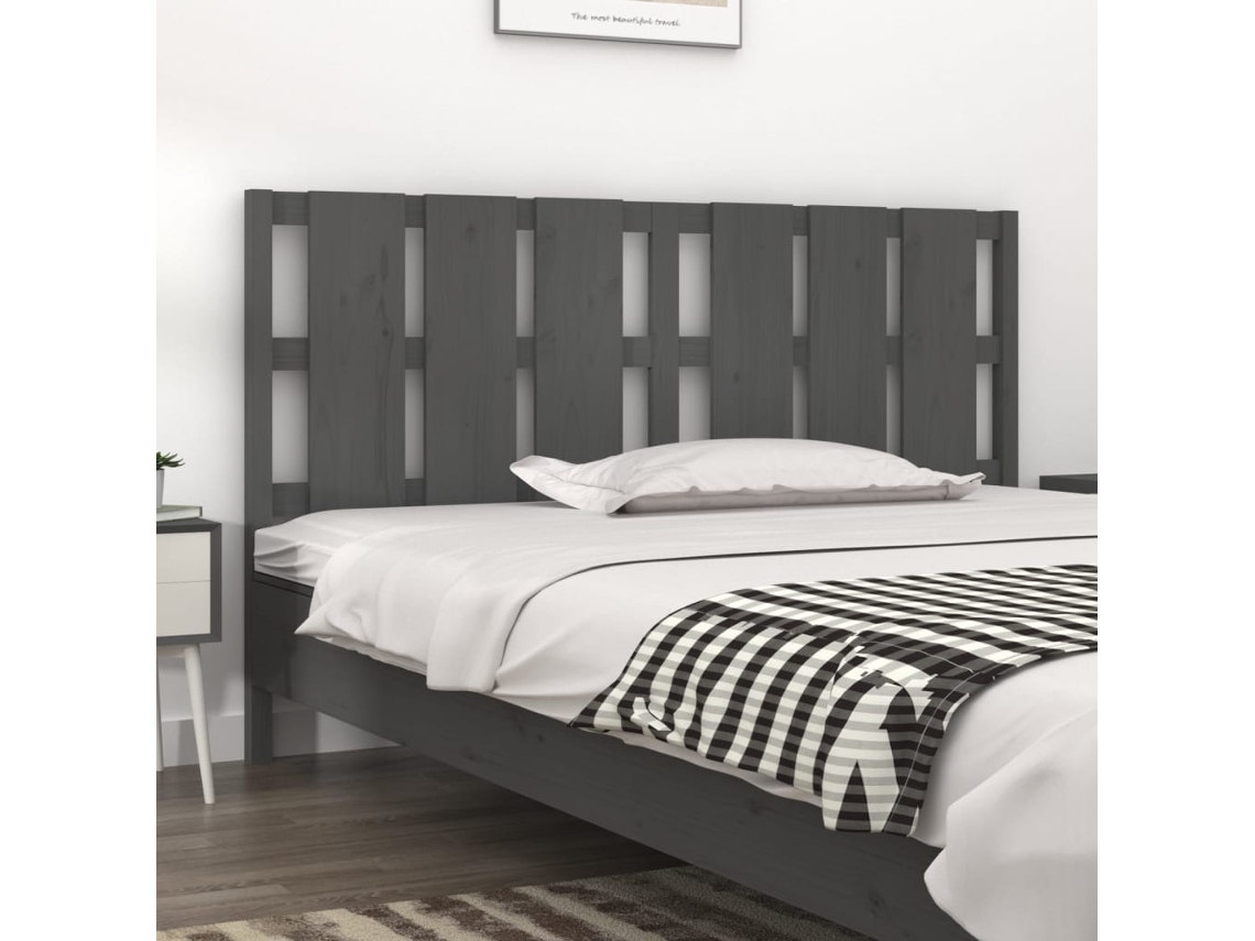 Vidaxl Cabeceira De Cama 185,5x4x100 Cm Pinho Maciço Cinzento