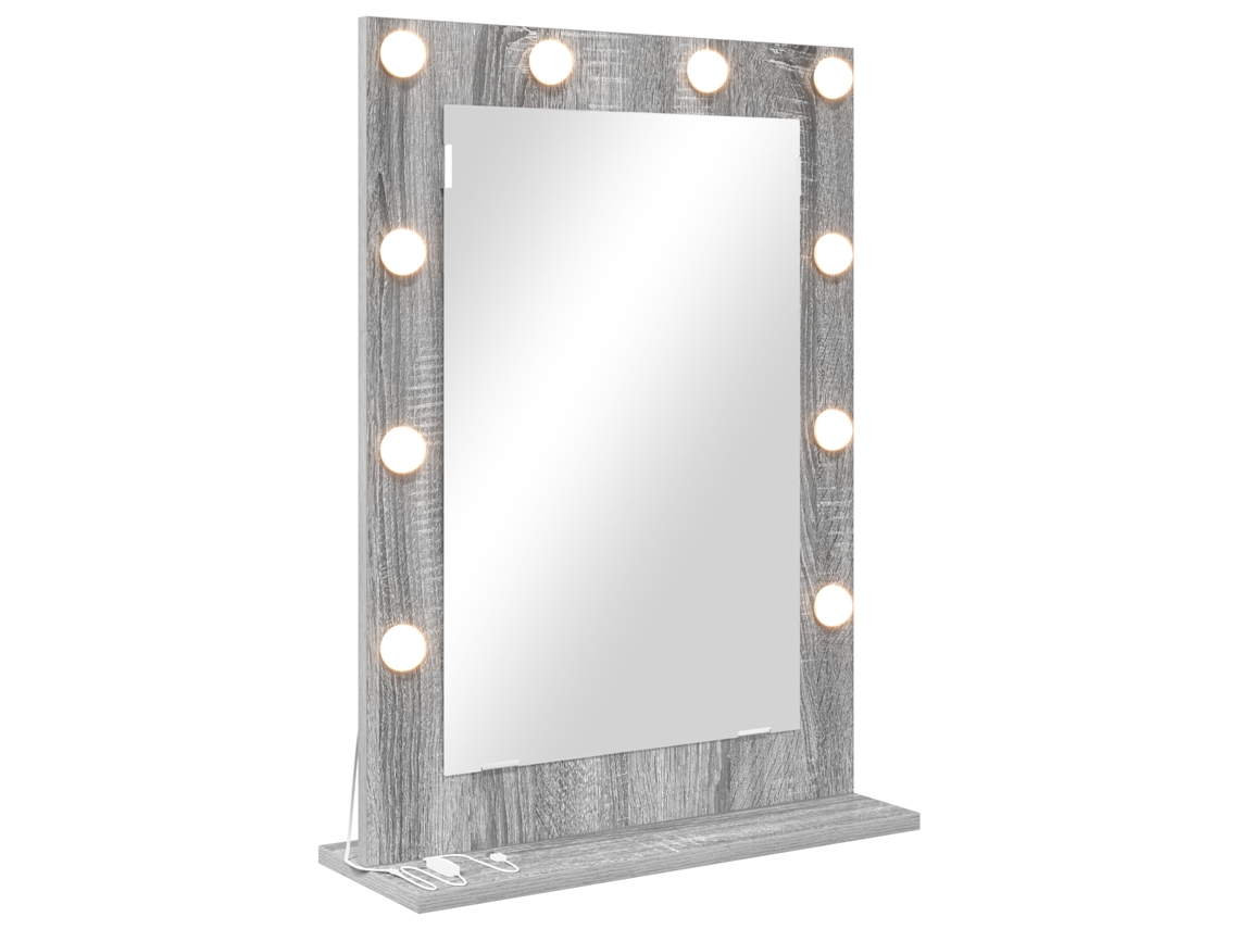 Espelho De Vaidade Com Luzes Led Cinza Sonoma Vidaxl Cinza Derivados De Madeira (70 X 50 X 18 Cm)