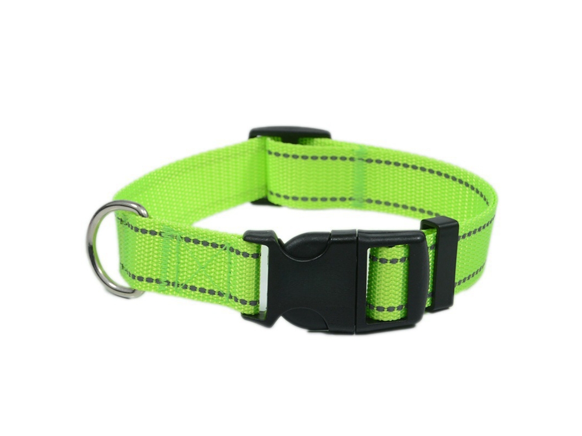 Gola Refletora, Argola Em D Em Metal, Nylon Ajustável, Verde, Tamanho M (circunferência Do Pescoço 35-50).