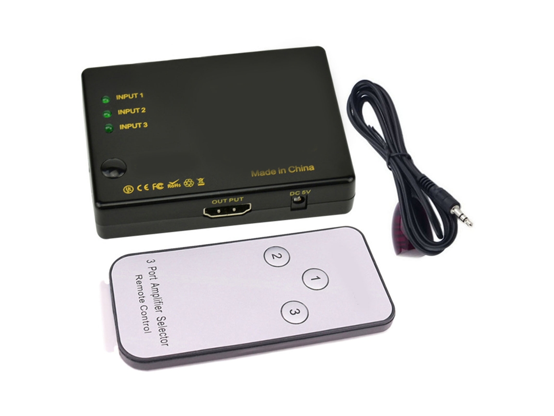 Aetheria interruptor de Interface Multimídia Hd 4k 3 em 1 com Controle Remoto Infravermelho