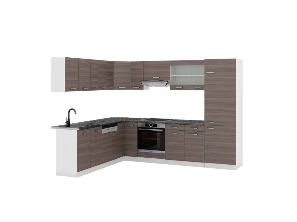 Cozinha de canto R-Line, 227 x 287 cm, PT Antracite, cinza nobre/branco, Vicco