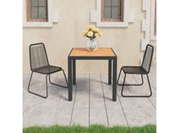 Conjunto 3 Peças De Jantar P/ Jardim Vime De Pvc Preto E Marrom Dkd Home Decor