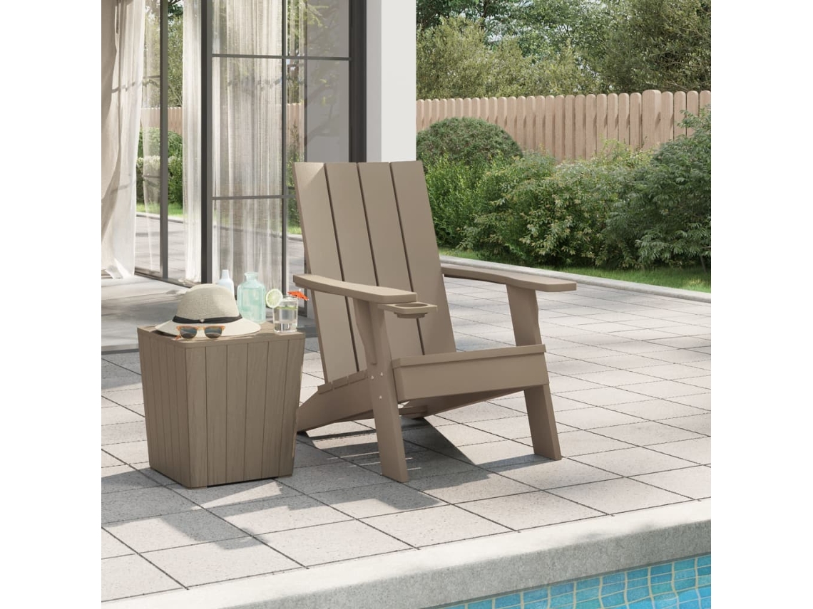 Cadeira De Jardim Adirondack Polipropileno Castanho Claro Dkd Home Decor