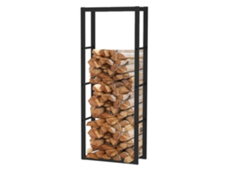 Rack de lenha interno KEKAI Iv 60X25X150 Cm Armazenamento de madeira com estrutura de aço galvanizado cor preta