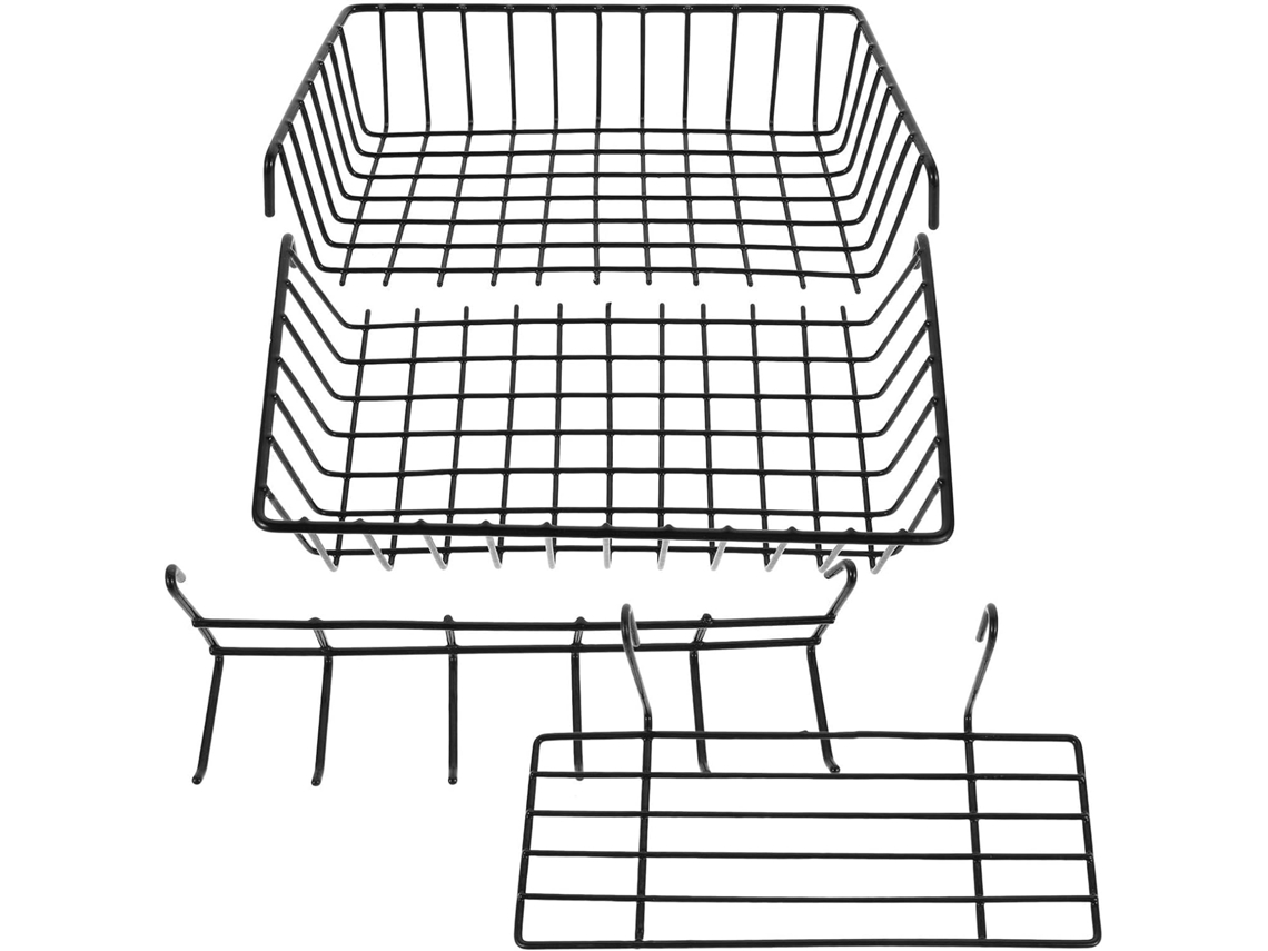Conjunto de 4 Cestos Arame Ferro na Cor Preta. Design Multifuncional para Cozinha e Banheiro. CHABERLU