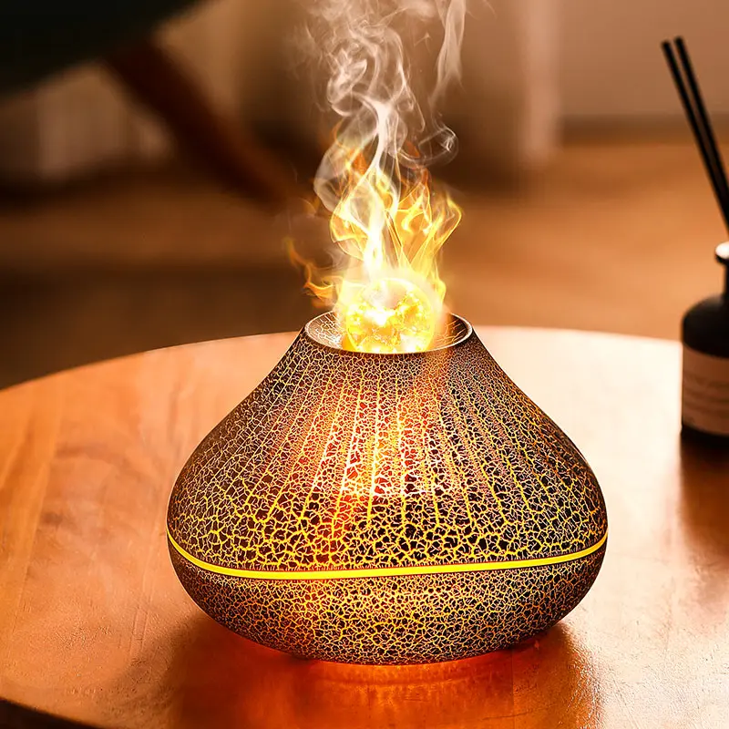 Difusor De Aromas Com Efeito De Chama, Umidificador Ultrassônico Com Atomizador De Luz Led Colorida.