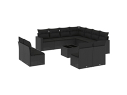 Maison Exclusive - 12 Pcs Conjunto De Sofás De Jardim C/ Almofadões Vime Pe Preto