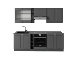 Cozinha Fame Line, 235cm, Pt Antracite, Antracite Dourado Landhaus, Antracite, Vicco