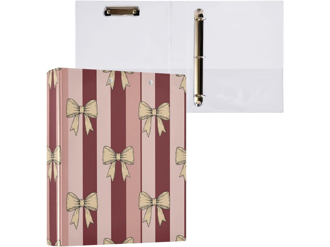 Pasta de 3 Argolas para Folhas Tamanho Carta , com um Charmoso Design Gravata Borboleta Redond (27,9 X 21,6 Cm)