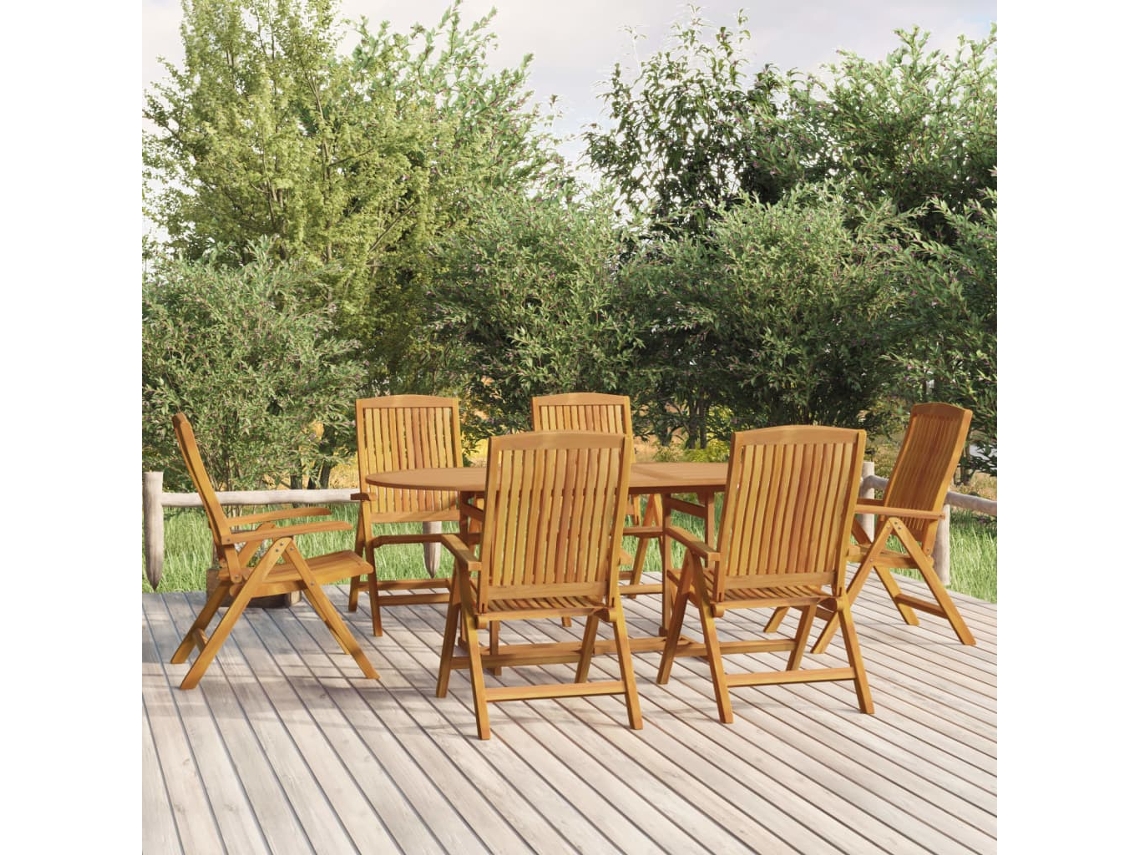 Vidaxl Conjunto De Jantar Para Jardim 7 Pcs Madeira De Teca Maciça