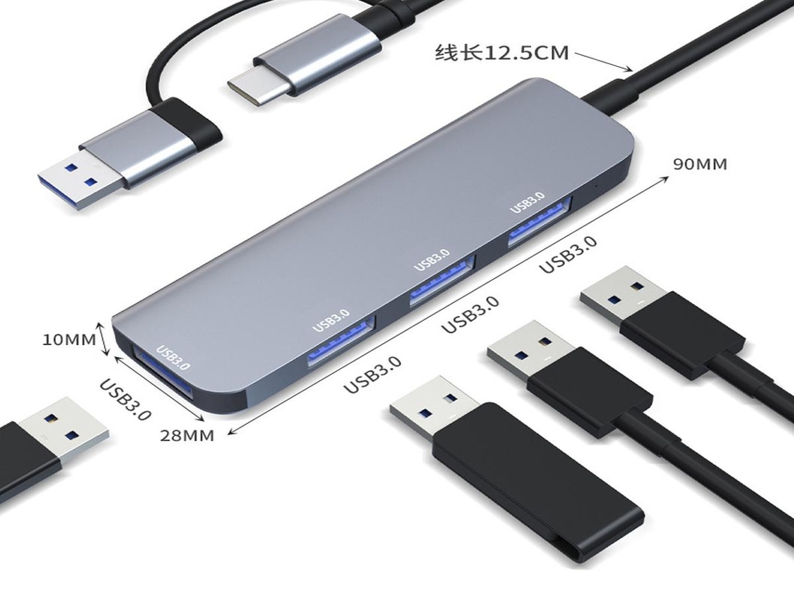 Lurelia Dock Usb-c 4 Em 1 Com Usb 3.0, Usb 2.0 Compacto