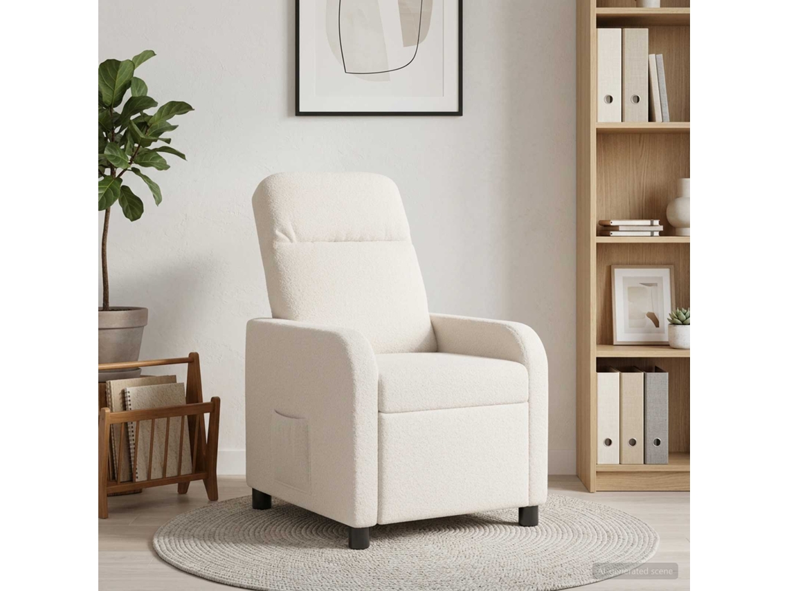 Vidaxl Reclinável Creme Bouclé
