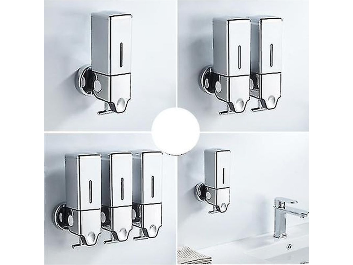Dispensador De Sabão Manual De Parede Quadrado Para Banheiro De Hotel 500ml Branco Material Abs Moderno Simples