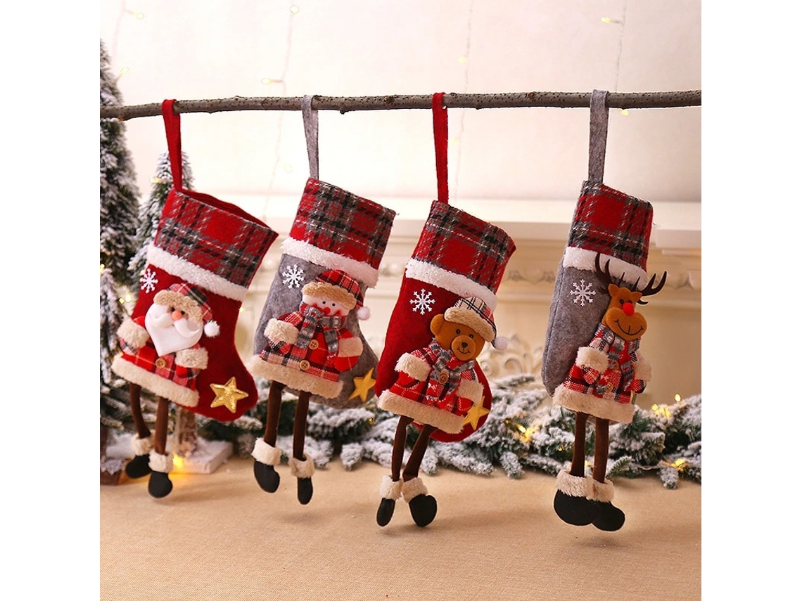 Conjunto De 4 Meias De Natal, Meias De Natal E Botas De Natal Para Pendurar.