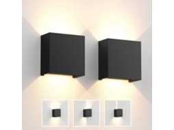 2pcs Aplique De Parede Led 6w Moderno,luz Branca Quente 3000k,aplique Quadrado Preto Para Quarto,sala,jardim Btforus