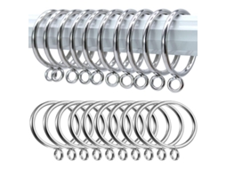 Anéis de Cortina de Metal NOVA LINE prata 38mm, para cortinas, ducha e janelas 20 unidades