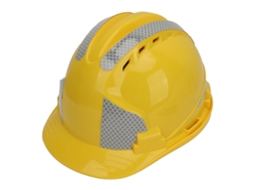 Capacete De Trabalho Seguro Abs Com Reflexivo Amarelo Para Construção Ajustável Resistente A Impactos