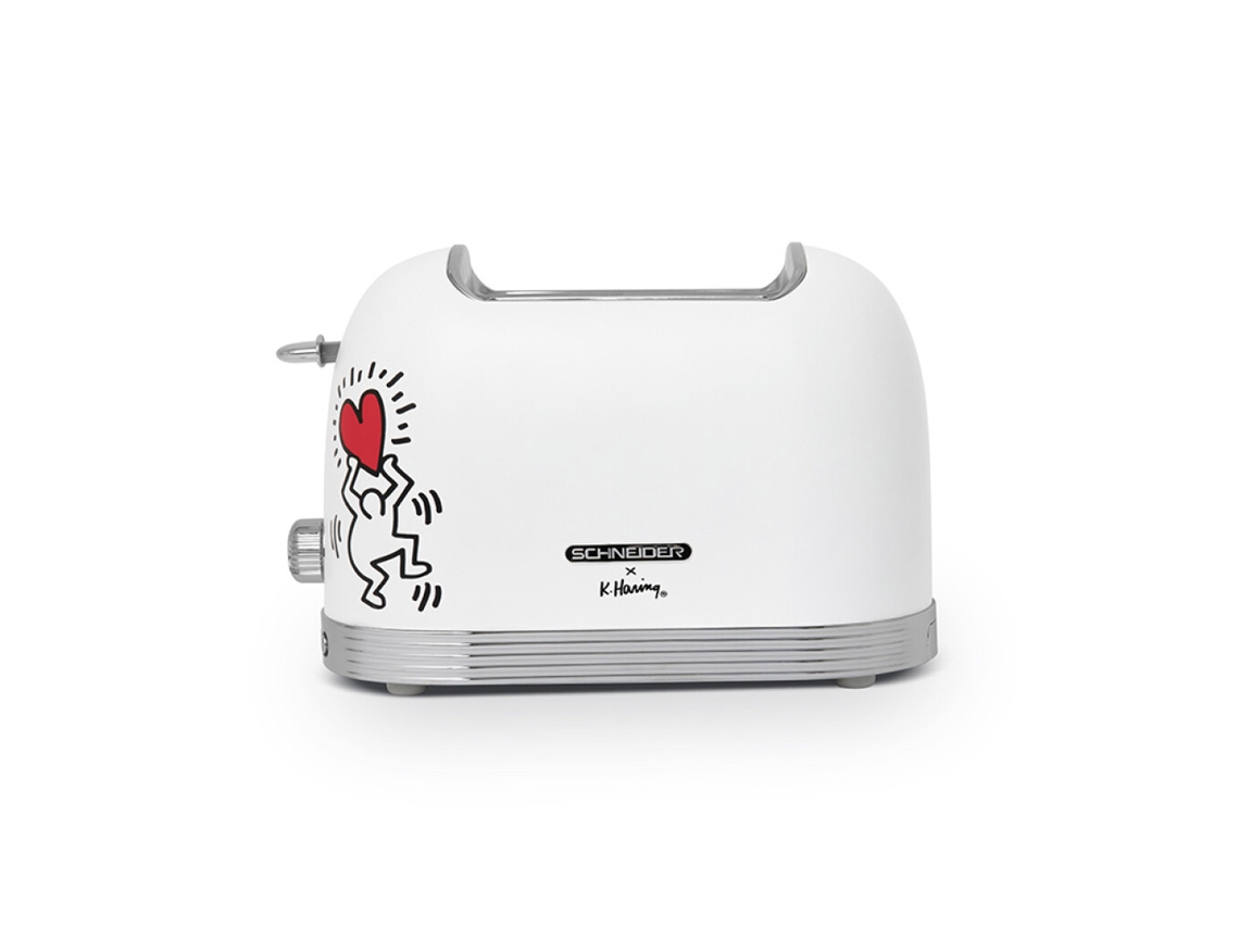 Torradeira SCHNEIDER Scto2Ktecw 2 Slots 815W Coleção Vintage Keith Haring Branca Fosca Tech Art