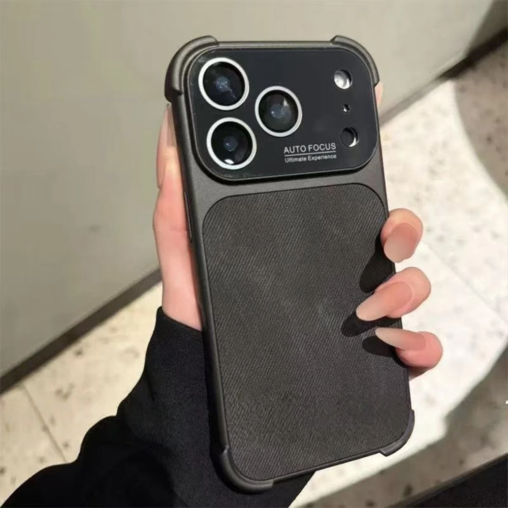 Capa Para Iphone 13 Pro Max Preta, Resistente A Impactos, Em Tecido Jeans E Policarbonato.