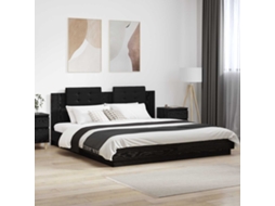 Vidaxl Estrutura De Cama Com Cabeceira Carvalho Preto 200 X 200 Cm