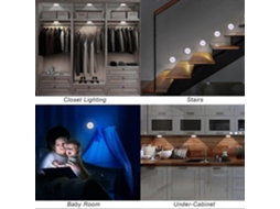 Kit Com 3 Unidades De Luz Noturna Led Com Sensor De Movimento, Recarregável, Usb, Sem Fio, 3 Modos