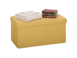 Armazenamento Puff. Banco Dobrável de Armazenamento 84 L 76x38x38 Cm Estofado em Linho Sintético Amarelo Ge