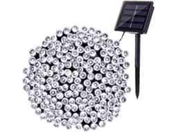Guirnalda solar para exteriores de 22 m, 200 LED, 8 modos, resistente al agua, ideal para jardín, patio, árboles, vallas, hogar, fiestas y bodas (blanco frío)