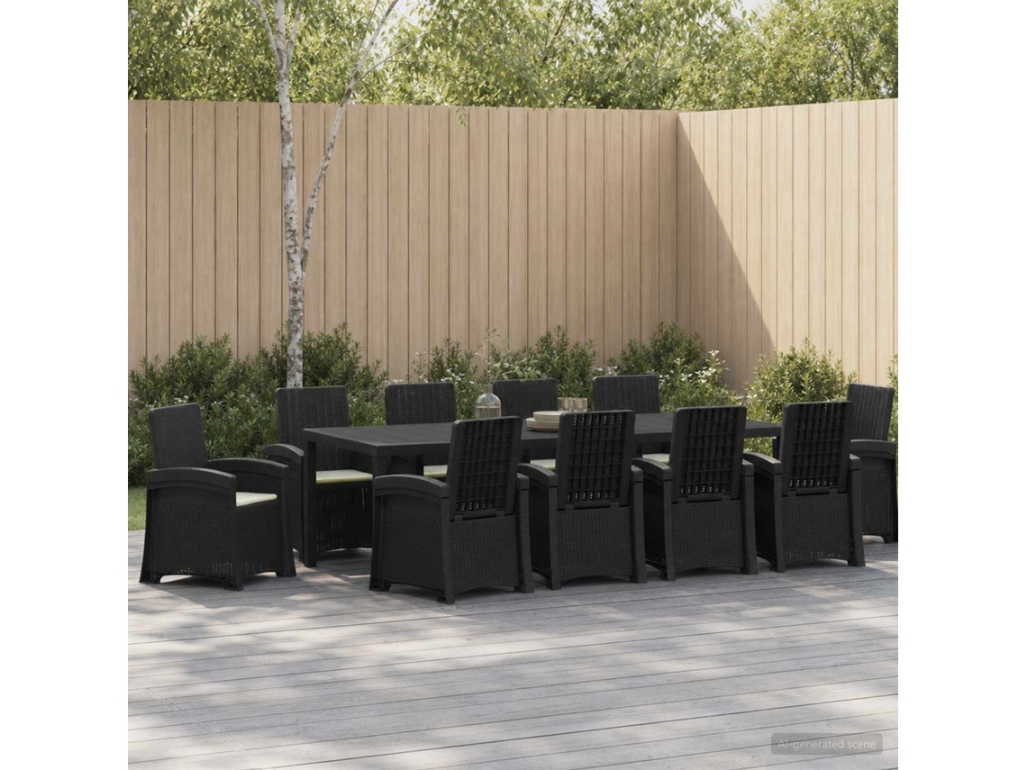 Vidaxl Conjunto De Jantar Para Jardim 11 Unid. Antracite E Creme Pp