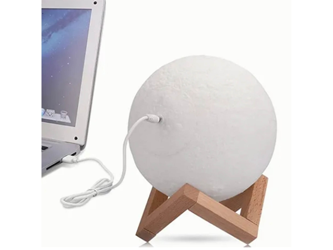 Luminária De Lua 8cm Toque Dual Cor Recarregável Por Usb Eoocoo