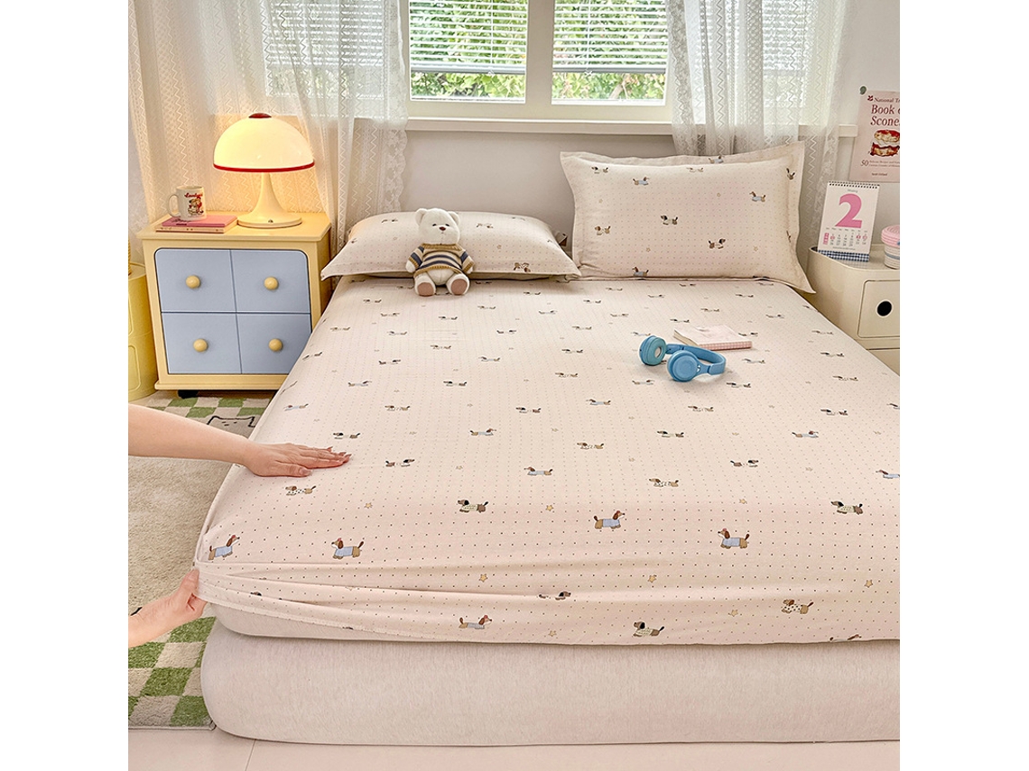 Capa de Colchão, Lençol de Baixo Estampado em Puro Algodão, Ideal para Quarto Infantil com Estampa de Corgi, 90x200cm PANOONA