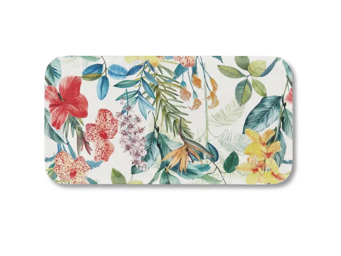 Travessa Petisqueira Retangular TOUCH MEL Garden em Melamina 38 X 20 Cm