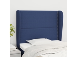 Vidaxl Cabeceira De Cama C/ Abas Tecido 93x23x118/128 Cm Azul