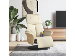 Vidaxl Cadeira Massagens Reclinável C/apoio Pés Couro Artificial Creme