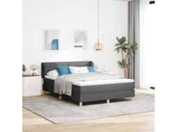 Cama Box Spring Com Colchão Cinza Escuro 140x190 Cm Tecido