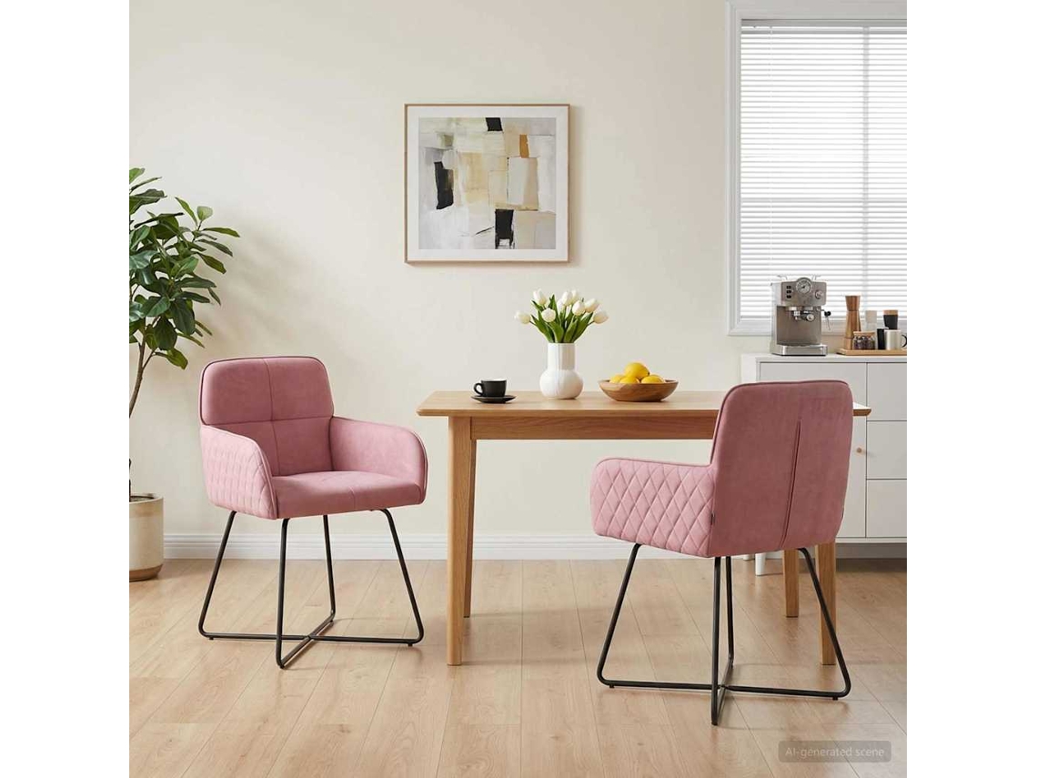 Vidaxl Cadeiras De Jantar 2 Unid. Veludo Rosa 59 X 56,5 X 86 Cm